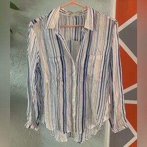 Anthropologie Cloth & Stone Striped Shirt Button Front Long Sleeve Size Small